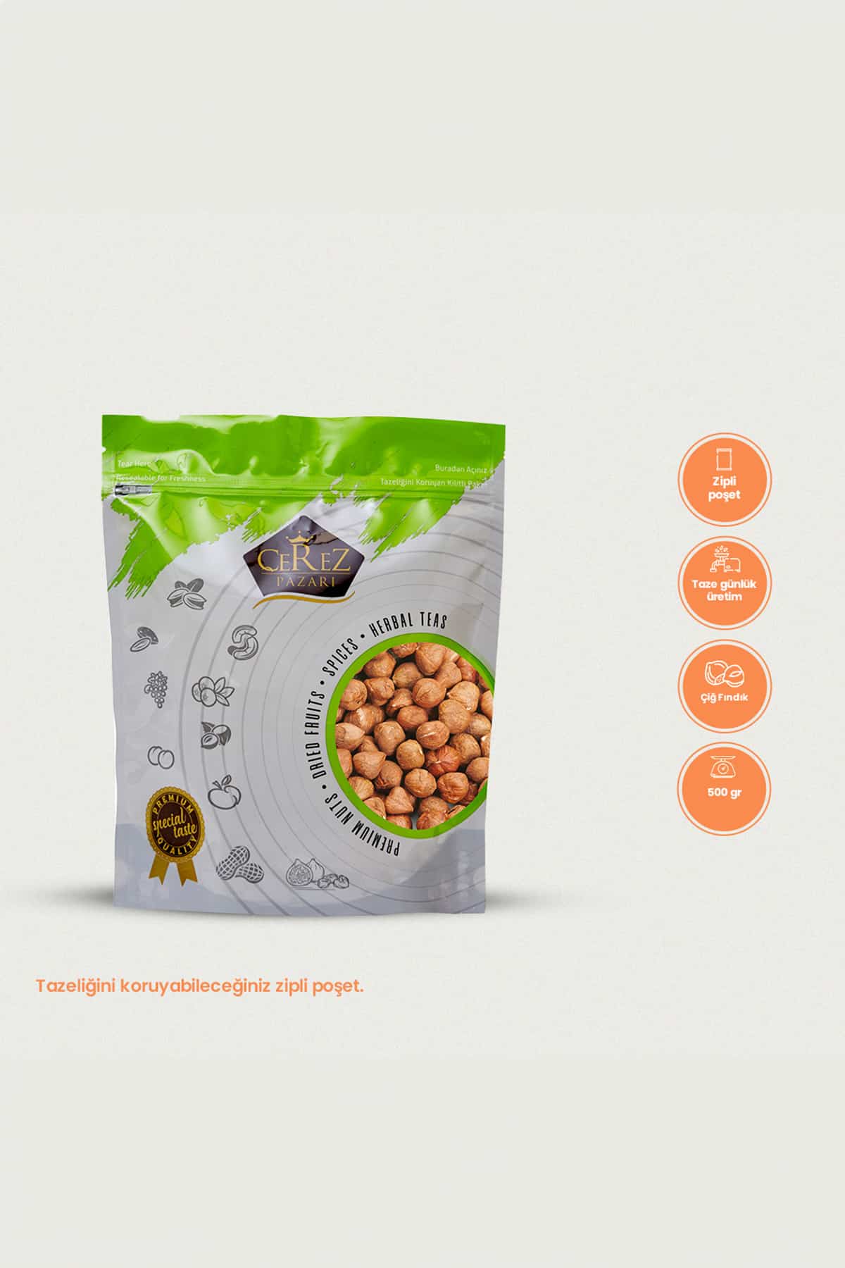 لب بندق نيء Cerez Pazari 500 جرام