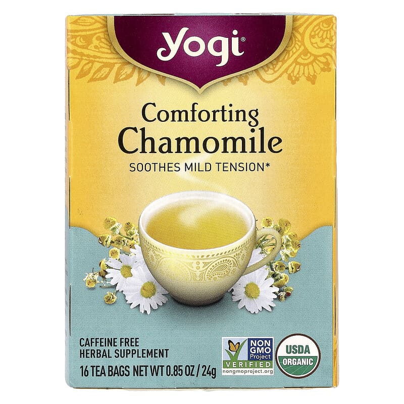 يوجي Yogi Tea شاي بابونج مريح خالٍ من الكافيين 16 كيس لتهدئة التوتر ونوم أعمق