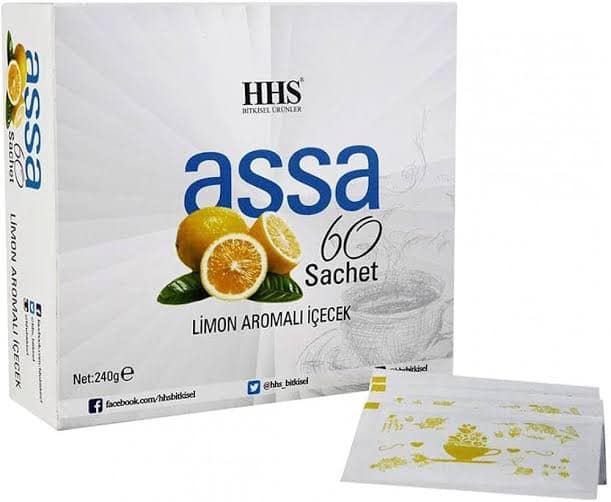 شاي الأعشاب الطبيعية بالليمون Assa عبوة 60 كيس من HHS